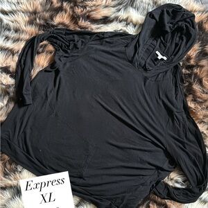 Express Women's Black Hooded Top